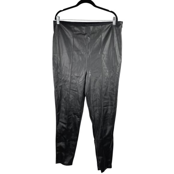 ASOS Design Black Faux Vegan Leather Skinny High Waist Trousers Pants Size 14 - Picture 2 of 7